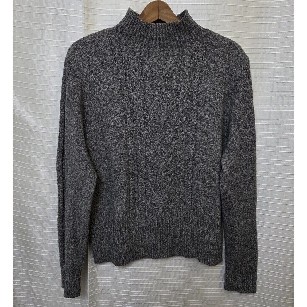 Pendleton Women’s Mockneck Sweater Merino Wool Blend Cable Heather Gray L/XL **
